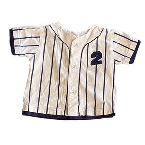 {Park Bench Kids} Baseball Pin stripped button down Jersey Shirt